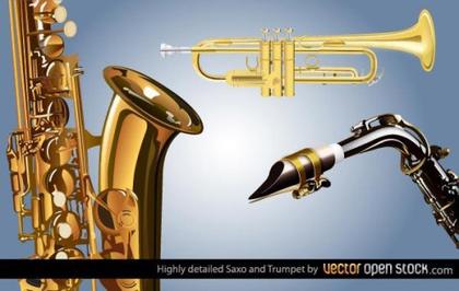 Free Saxophone and Trumpet Vector Image