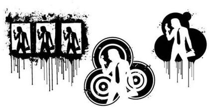 Music Singers and Grunge Frames Vector