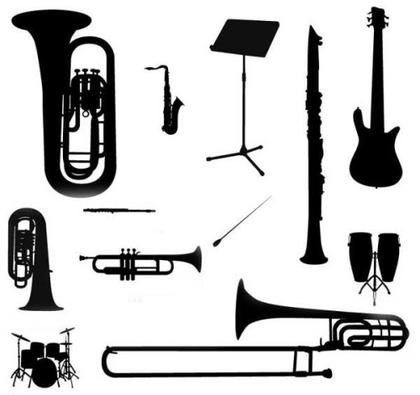 Music Instruments Silhouette Vector Free