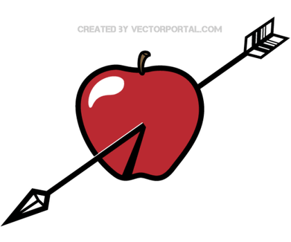 Vector Arrow Through Red Apple Image