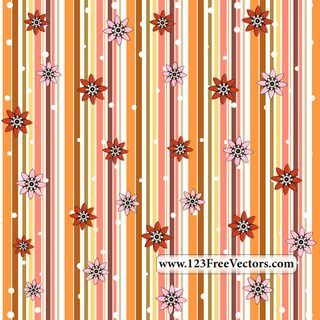 Retro Seamless Stripe Pattern with Flowers