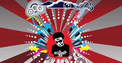 Sunburst Background with Man