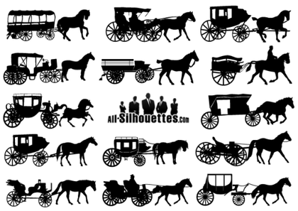 Vector Horse-Drawn Carriage Silhouettes