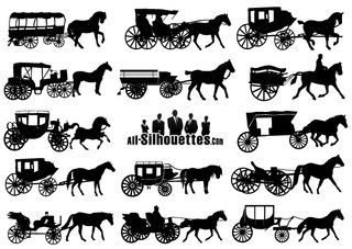 Vector Horse-Drawn Carriage Silhouettes