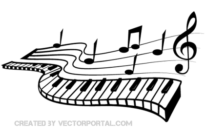 Keyboard and Music Notes Vector Image