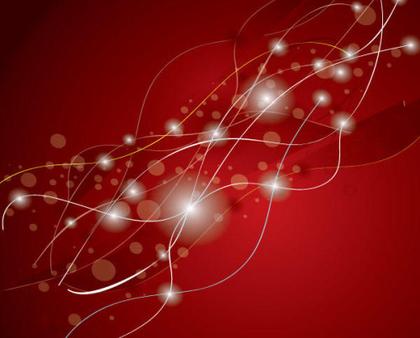Vector Abstract Glowing Lines Red Background with Stars