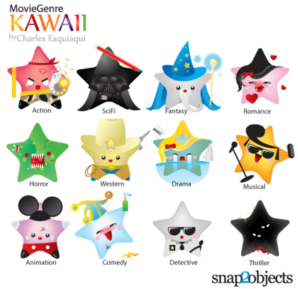 Free Vector Kawaii Movie Genres Icons