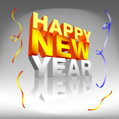 Happy New Year with Confetti Vector Illustration