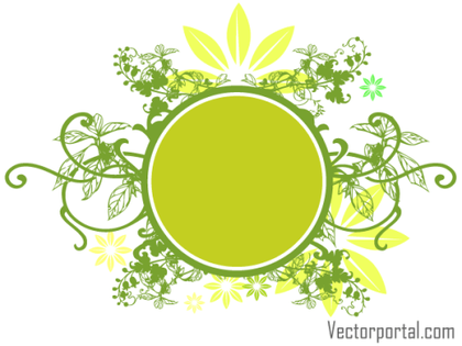 Vector Green Floral Circle Banner Design