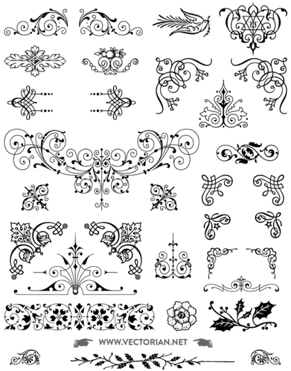 85 Free Vintage Vector Ornaments Pack