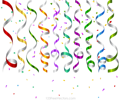 Vector Colorful Birthday Party Streamers and Confetti Background Design