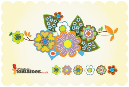 Retro Flowers Free Vector Art