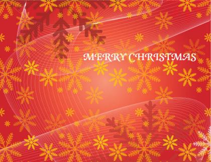Christmas Red Vector Background with Snowflakes and Flowing Lines
