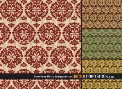 Seamless Retro Wallpaper Free Vector Pack