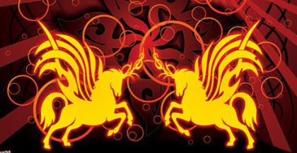 Winged Horse with Red Background