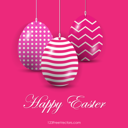 Easter Eggs in Pink Background Vector Free