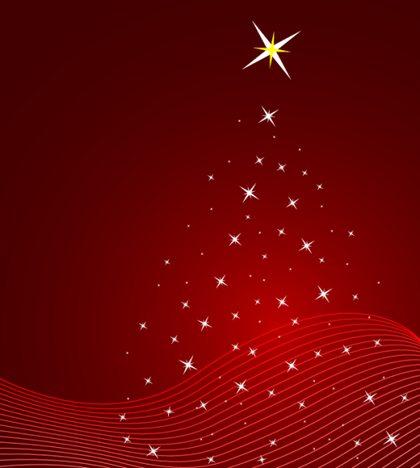 Red Christmas Background Vector Illustration with Stars