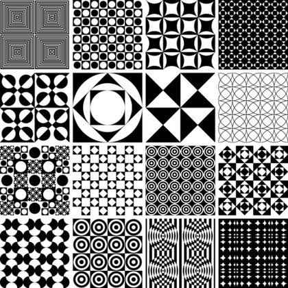 Monochrome Geometric Seamless Patterns Vector Graphics