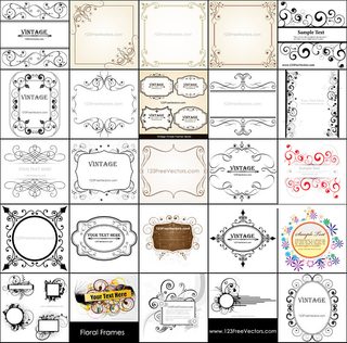 Free Vintage Floral Frames Vector Pack