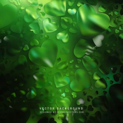 Abstract Black Green Valentine Heart Background