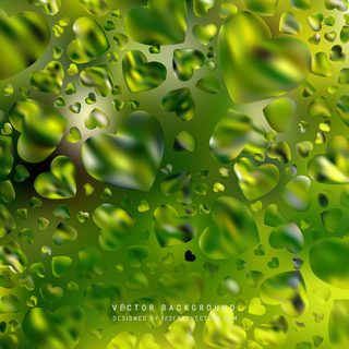 Abstract Romantic Yellow Green Hearts Background