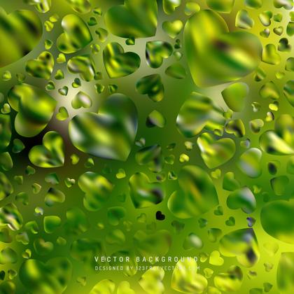 Abstract Romantic Yellow Green Hearts Background