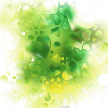Romantic Yellow Green Hearts Background
