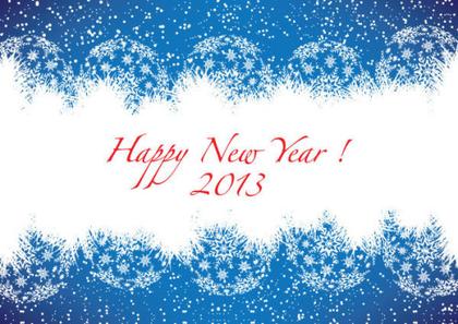 Happy New Year 2013 Blue Greeting Card Free Vector