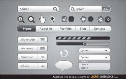 Apple like Web Design Elements Vector