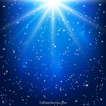 Shining Stars Abstract Blue Background with Light Rays