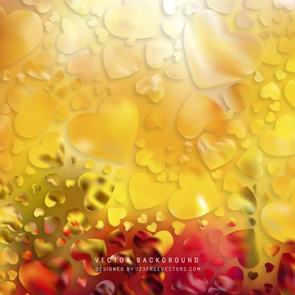 Romantic Red Yellow Hearts Background