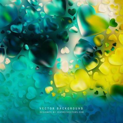 Valentines Day Yellow Turquoise Heart Background