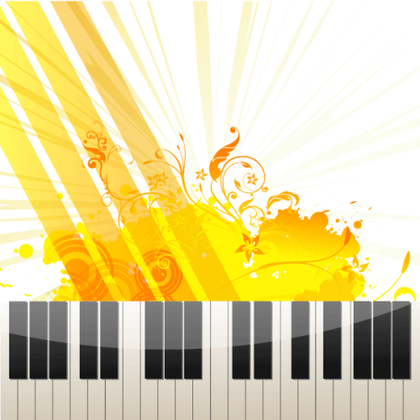 Abstract Floral Grungy Background with Piano Keys Vector
