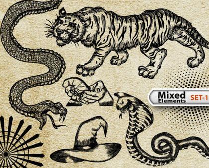 Mixed Elements Free Vector Pack-1