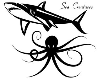 Sea Creatures Vector – Shark & Octopus