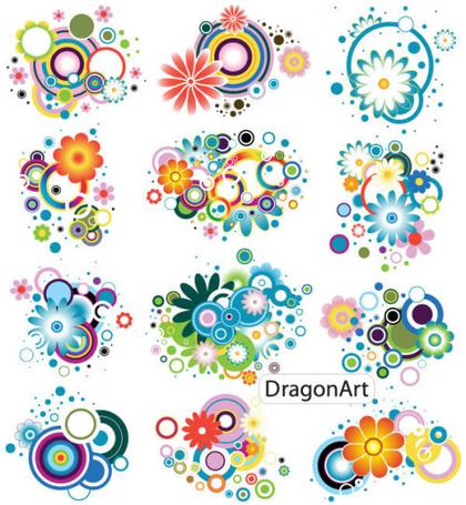 Colorful Flower Designs Vector