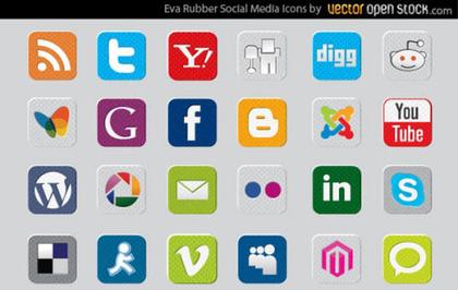 Rubber Social Media Icons Vector