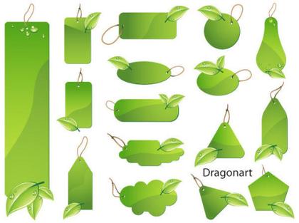 Green Leaf Labels Vector