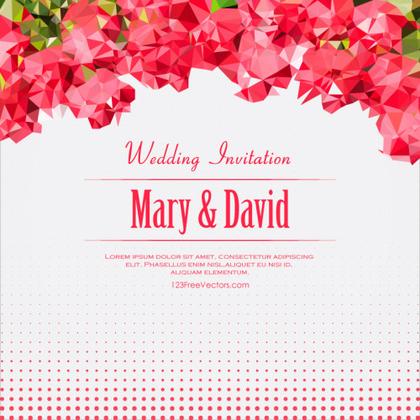Abstract Pink Polygonal Wedding Invitation Card