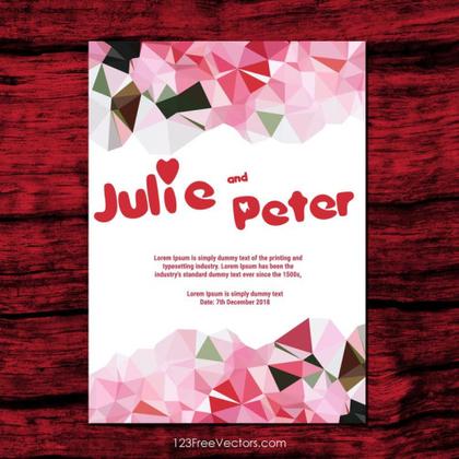 Pink Low Poly Wedding Invitation