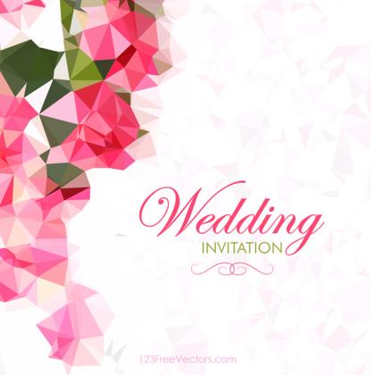 Abstract Pink Polygonal Wedding Card Template
