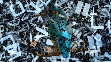 Blue Black and White Chaotic Alphabet Letters Texture