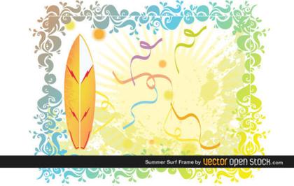 Summer Vector Background Surf Frame