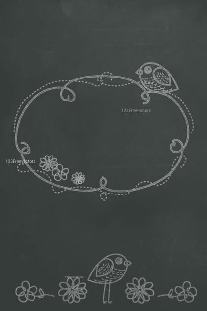Chalkboard Frame with Birds and Flowers