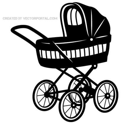 Baby Stroller Vector Art