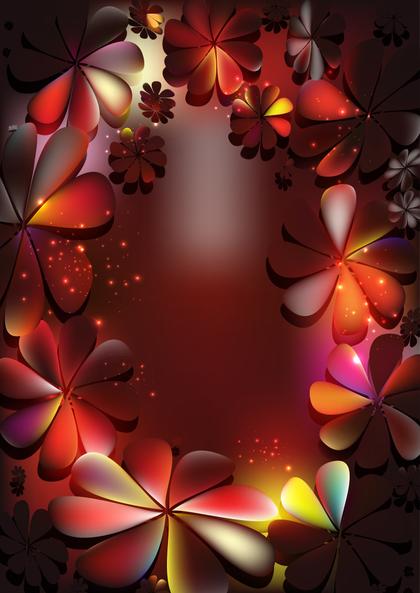 Black Red and Orange Floral Background Vector Image