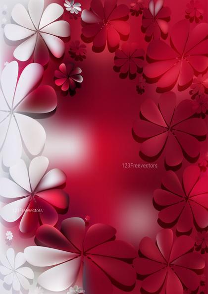 Floral Red and White Abstract