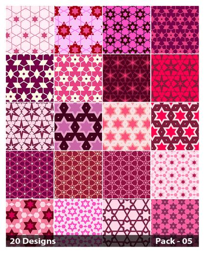 Free Download 20 Pink Seamless Star Pattern Background Vector Pack 05