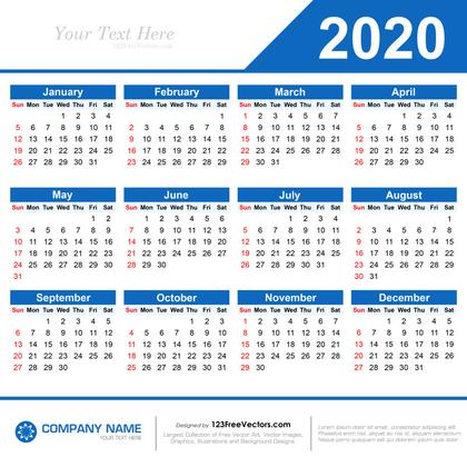 2020 Calendar
