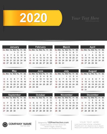 2020 Calendar